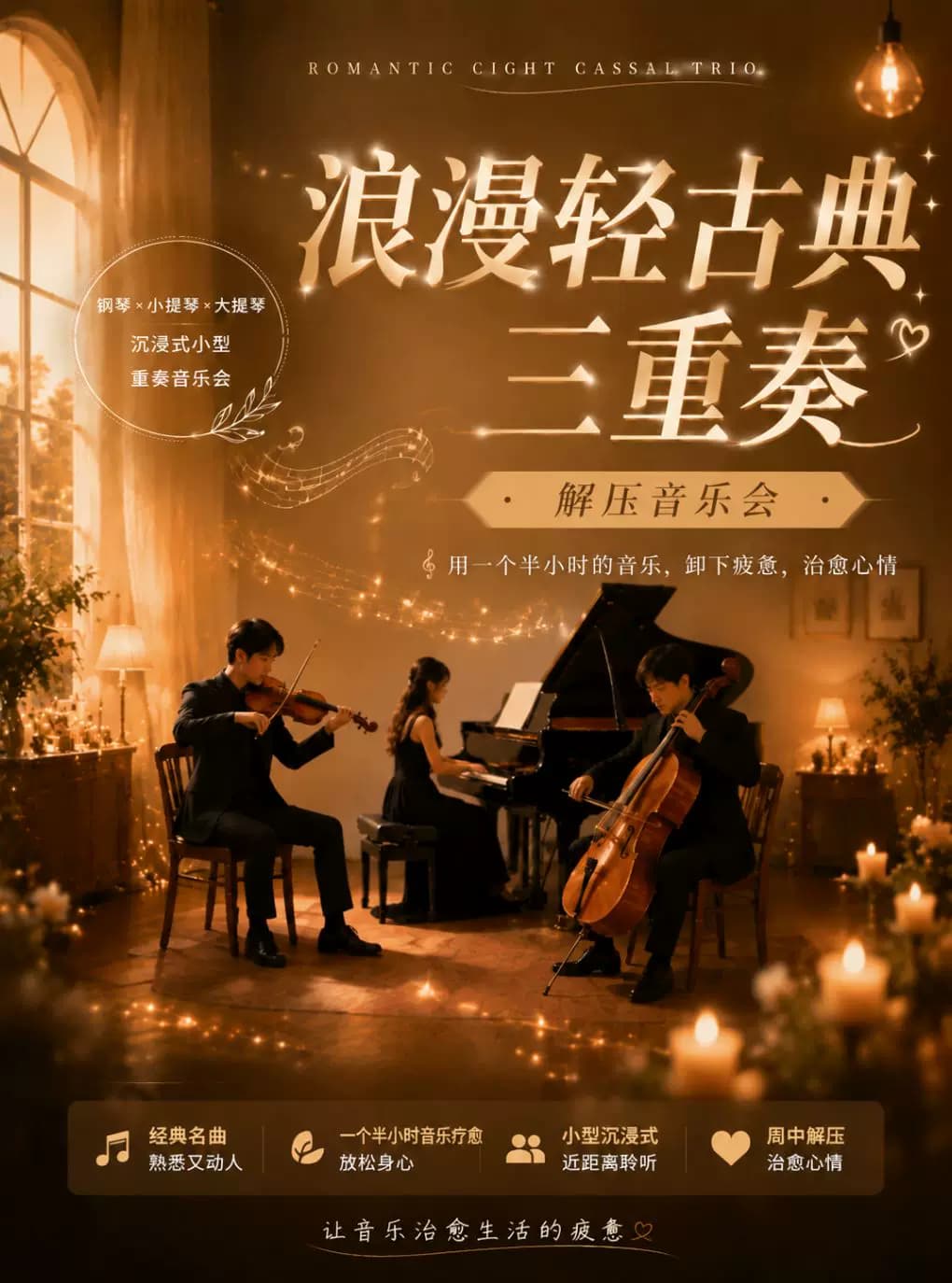 浪漫轻古典三重奏-解压音乐会-皮亚佐拉｜坂本龙一｜自由探戈｜圣诞快乐！劳伦斯先生