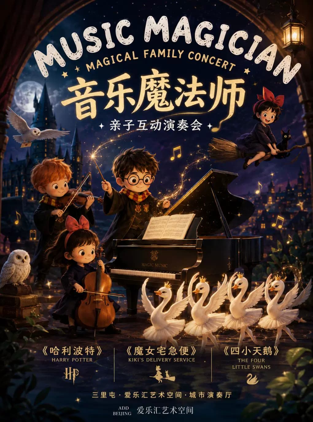 【中秋国庆】「音乐魔法师」——《哈利波特》《魔女宅急便》《四小天鹅》沉浸式亲子互动演奏会